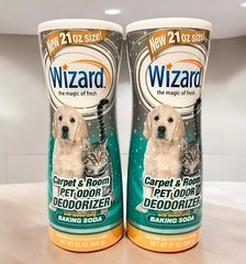 2X Wizard Carpet & Room Pet Odor Deodorizer Powder 21 Oz. With Baking Soda