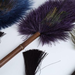 1pc Peacock Feather Duster Decorative Dusting Brush Manual Dust Cleaner Vintage