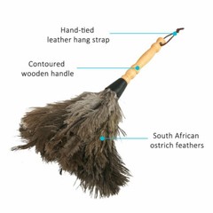 Anti Static Natural Ostrich Feather Duster Brush Wood Handle Home cleaning Tool#