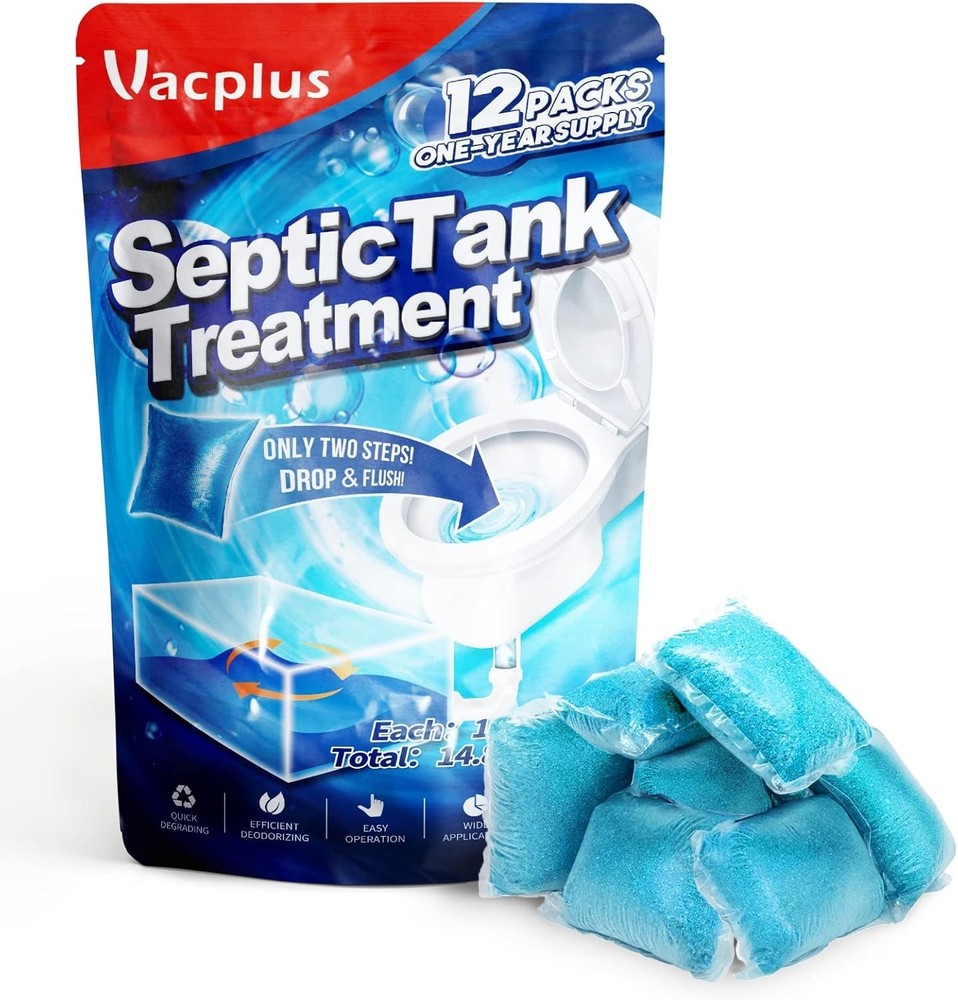 Septic Tank Treatment 12 Pcs for 1 Year Supply Dissolvable Packs Easy Operation