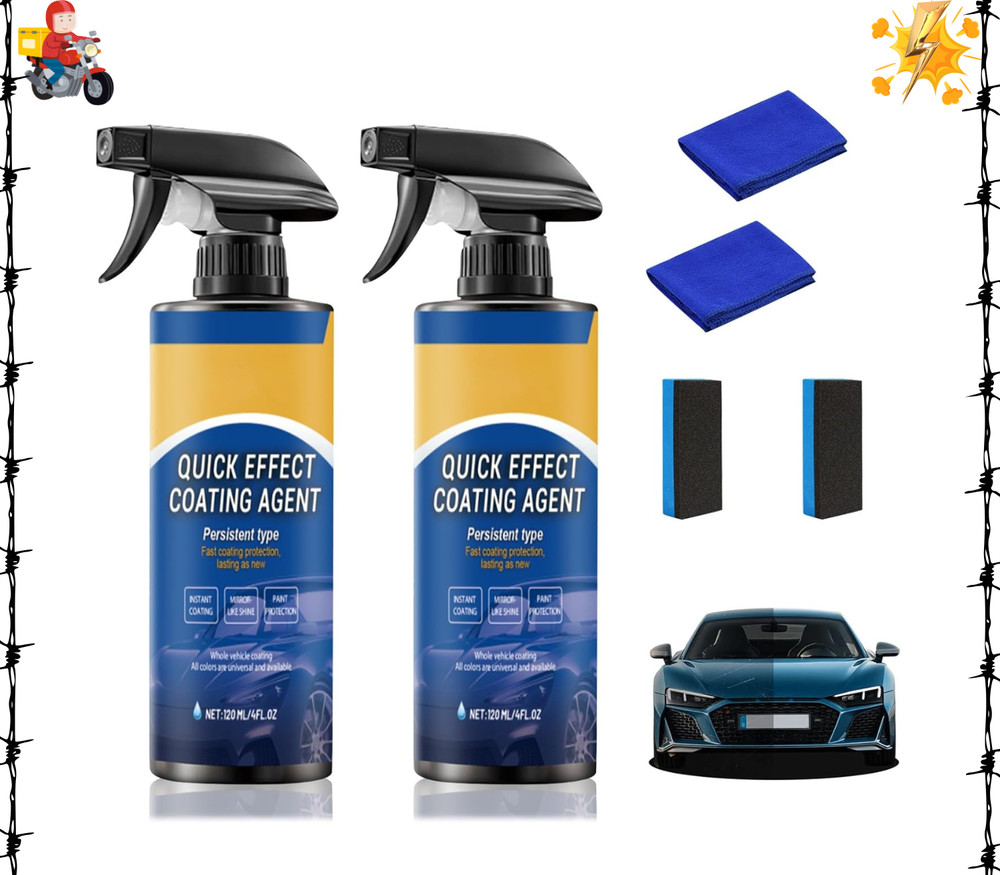 Quick Effect Car Coating Spray 2 Pack, Waterless Wash Polish, Paint Protection