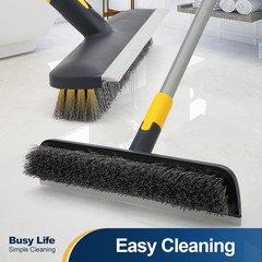 Telescopic Floor Scrub Brush 2-in-1 Stiff Bristle Shower & Patio Cleaner