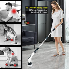 Electric Spin Scrubber, Shower Cleaning Brush with 8 Replaceable Drill Brush He
