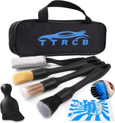 Car Detailing Brush Set with Ultra Soft Boar Hair and Fiber Brushes, Interior