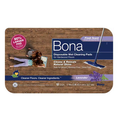 Hardwood Floor Disposable Wet Cleaning Pads, Lavender Scent, (12-Count)
