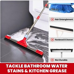 Heavy Duty Floor Squeegee for Concrete Floor – 17.3” EVA Foam Blade with Bui…