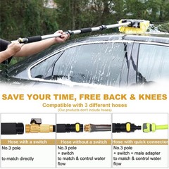 54in Car Wash Brush with Handle Water Flow Thru Soft Bristle Cleaning Tool