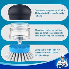 Soap Dispensing Palm Brush Kitchen Scrubber for Dish Pot Sink Cleaning Navy