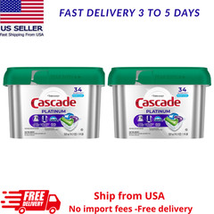 2pk Cascade Platinum ActionPacs Dishwasher Detergent Pods, Fresh Scent, 34 ct