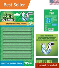 12-Pack Enzyme Drain Cleaner and Deodorizer Sticks – Safe for Septic & Pipes