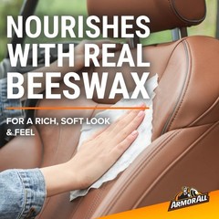 Leather Car Cleaning Wipes With Beeswax, 20 Count