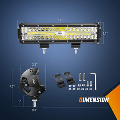 Nilight Led Light Bar 12Inch 300W Triple Row Flood Spot Combo 30000LM Bar Drivin
