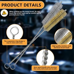 14pcs Brass Wire Brush Stainless Steel Wire Brushes Bottle Brush Set, 12″ Rou…