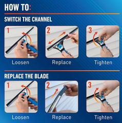 Professional Connect and Clean 18” EZ Change Window and Glass Cleaning Squeegee,