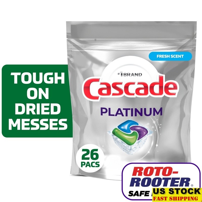 Platinum Dishwasher Detergent Pods Fresh Scent 26 Count No Pre-Wash Required New