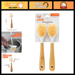 Eco-Friendly Bamboo Handle Dish Brush – Daily Kitchen Cleaning Tool, Durable & S