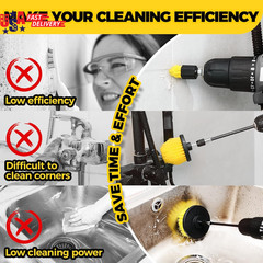 6Pack Drill Brush Power Scrubber Cleaning Brush Extended Long Attachment Set All