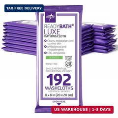 Medline ReadyBath LUXE Extra Thick Adult Bath Wipes, 192 Wipes (8 Wipes, 24 Pack