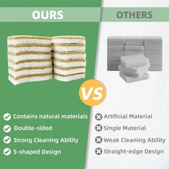 Kitchen Cleaning Sponges, Natural Cellulose Dish Sponge with Coconut Fiber