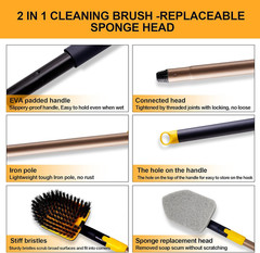 Tub Tile Scrubber Brush 2 in 1 Cleaning Brush 58.2 Inch Adjustable Telescopic Po