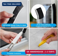 2 Pack Hard Bristle Grout Cleaning Brush, Heavy Duty Crevice Scrubber for Tile L