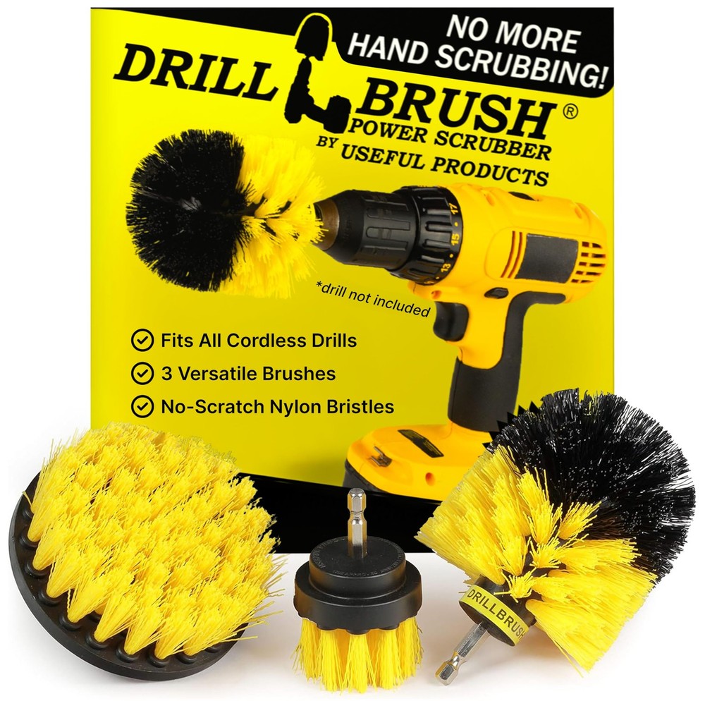 Drillbrush Drill 2in, 4in, 3.5in corner brush, All Purpose Medium Yellow