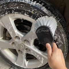 Wheel Tire Brush Car Rim Soft Bristle Wash Clean Short Handle Scrubbing Black