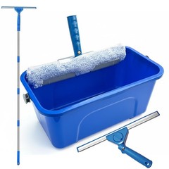 Window Cleaning Kit with 3 Gallon Bucket, 14 Inch Squeegee and Scrubber, 60 I…