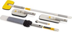 6 Pc Cleaning Set Telescopic Pole Glass Tile Grout Duster Extension