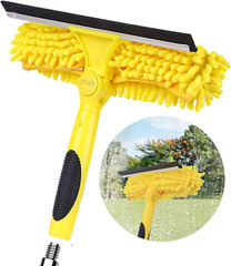 Window Squeegee and Chenille Scrubber, 2-In-1 Combo Cleaning Tools