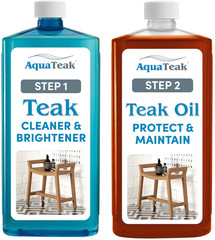 Care Kit – Premium Teak Oil, Teak Wood Cleaner & Brightener, 16 Oz Each – Cleans