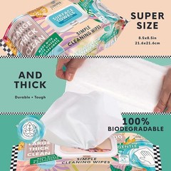 Biodegradable Multi-Surface Cleaning Wipes Hypoallergenic Lint-Free Extra Thick