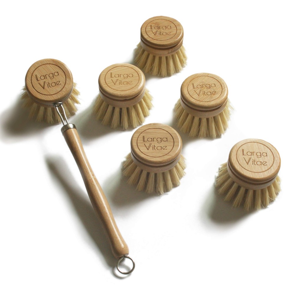 Wooden Dish Brush Made of Renewable Wood and Natural Bristle Tampico Fiber, i…