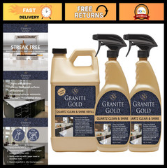 Streak-Free Quartz Cleaner & Polish – Deep Cleans All Quartz Surfaces, 64oz + 2x
