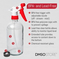 DMSOSTORE 8 oz. Glass Spray Bottles 9 Pack w/ Red Trigger Sprayer – Adjustable