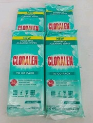 LOT OF 4 Cloralen Powerful Cleaning Wipes Tough on Grease 36c. To Go Packs