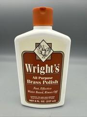 Vintage Wright’s All Purpose Brass Polish Discontinued Old Bottle 8 fl oz FULL