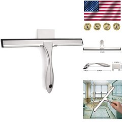 Effortless Shine: 12-Inch Stainless Steel Shower Squeegee with Ergonomic Grip