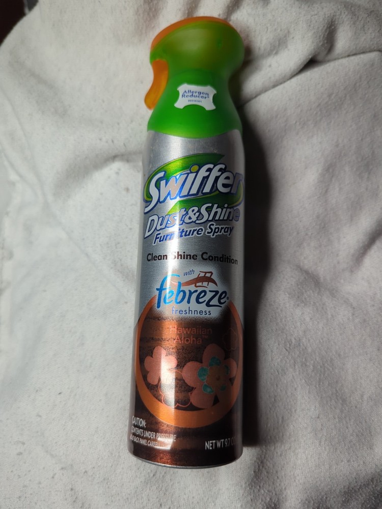 USED Swiffer Febreze Dust & Shine Furniture Spray Hawaiian Aloha 9.7oz 3/4 Full