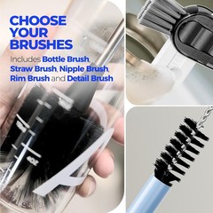 Holikme 6 Pack Bottle Brush Set, 14″ Long Handle Stainless Steel Bottle Cleaner