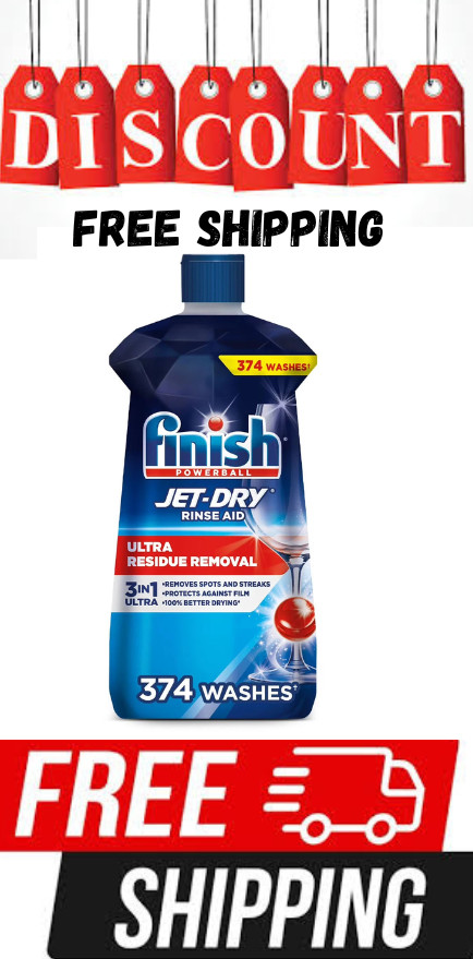 Finish Jet-Dry Rinse Aid, Easy to use for drying dishes, 38 fl. oz Free Shipping