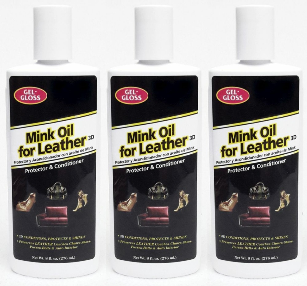 3 Gel Gloss MINK OIL FOR LEATHER 3D Protector Conditioner Preserve Auto Purse
