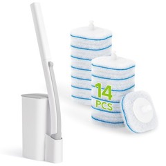 Toilet Bowl Cleaner Wand with 14 Refills, Disposable Toilet Brush Set with Ho…