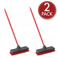 10.5 In. High Power Floor and Deck Scrub Brush with Steel Handle (2-Pack)