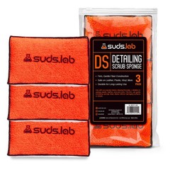 Suds Lab DS Microfiber Detailing Scrub Pad 3 Pack – Car Interior Cleaning & D…