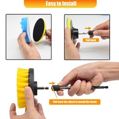 Drill Brush Attachment Set, Drill Scrubber Brush Kit, Drill Brush Pads, 30Pcs