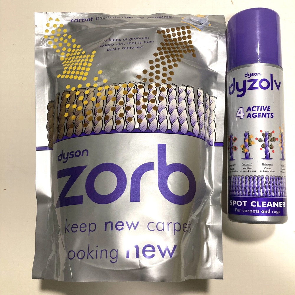 Dyson Zorb Carpet Granules Maintenance Powder 26.5oz & Dysolv Spot Cleaner ~ New