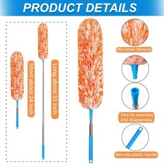 4 Pack Microfiber Feather Dusters, Up to 55 Inch Extension Pole, Cobweb Clean…