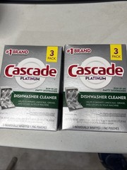 Cascade Platinum Dishwasher Cleaner, 3 count 2 Boxes