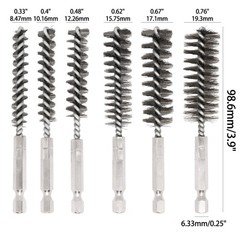 6 Pcs Bore Brush for Drill, 1/4″ Hex Shank Stainless Steel Twisted Wire Brush…